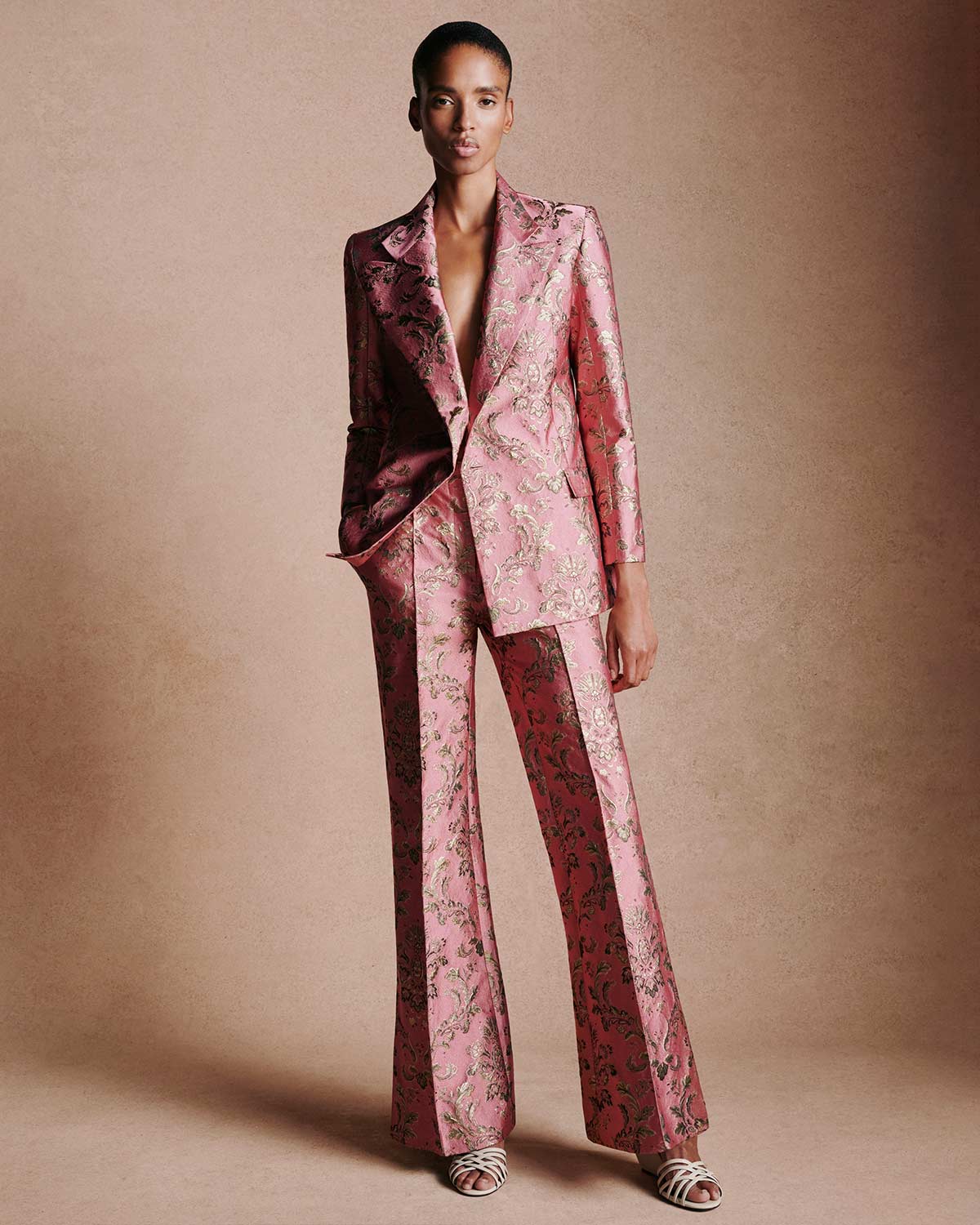 Quinn Jacquard Jacket - Pink & Gold media 2