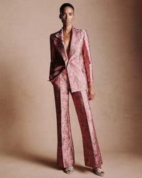 Morgan Jacquard Trouser - Pink & Gold media 1