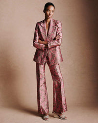 Morgan Jacquard Trouser - Pink & Gold media 3
