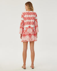 Stevie Lace Mini Dress - White & Coral