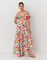 Jazella Cotton Maxi Dress - Summer Garden Pink