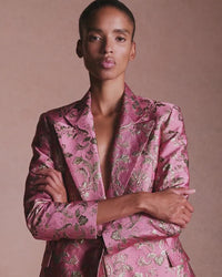 Morgan Jacquard Trouser - Pink & Gold media 4