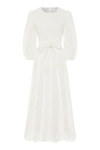 Constance Broderie Anglaise Midi Dress - White media 6