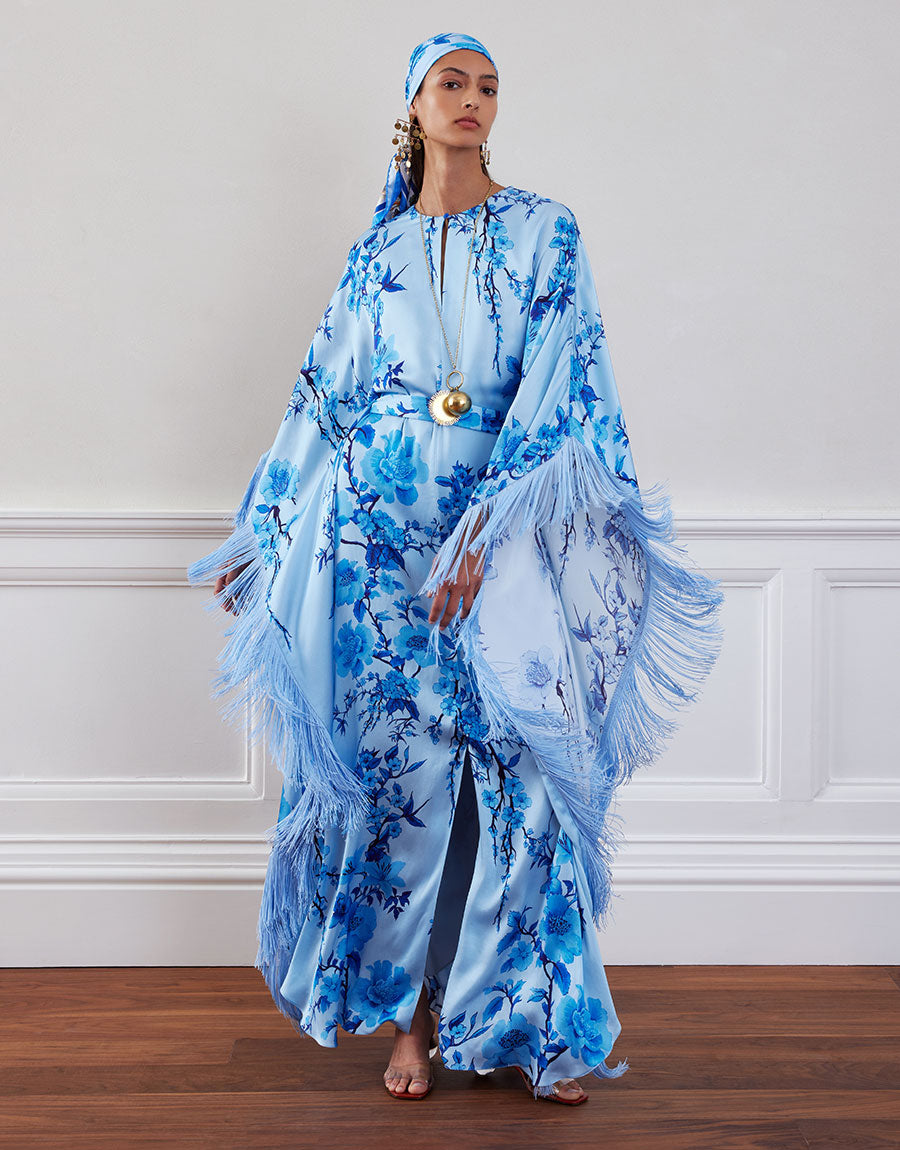 Esmeralda Crepe Maxi Dress - Cherry Blossom Blue media 1
