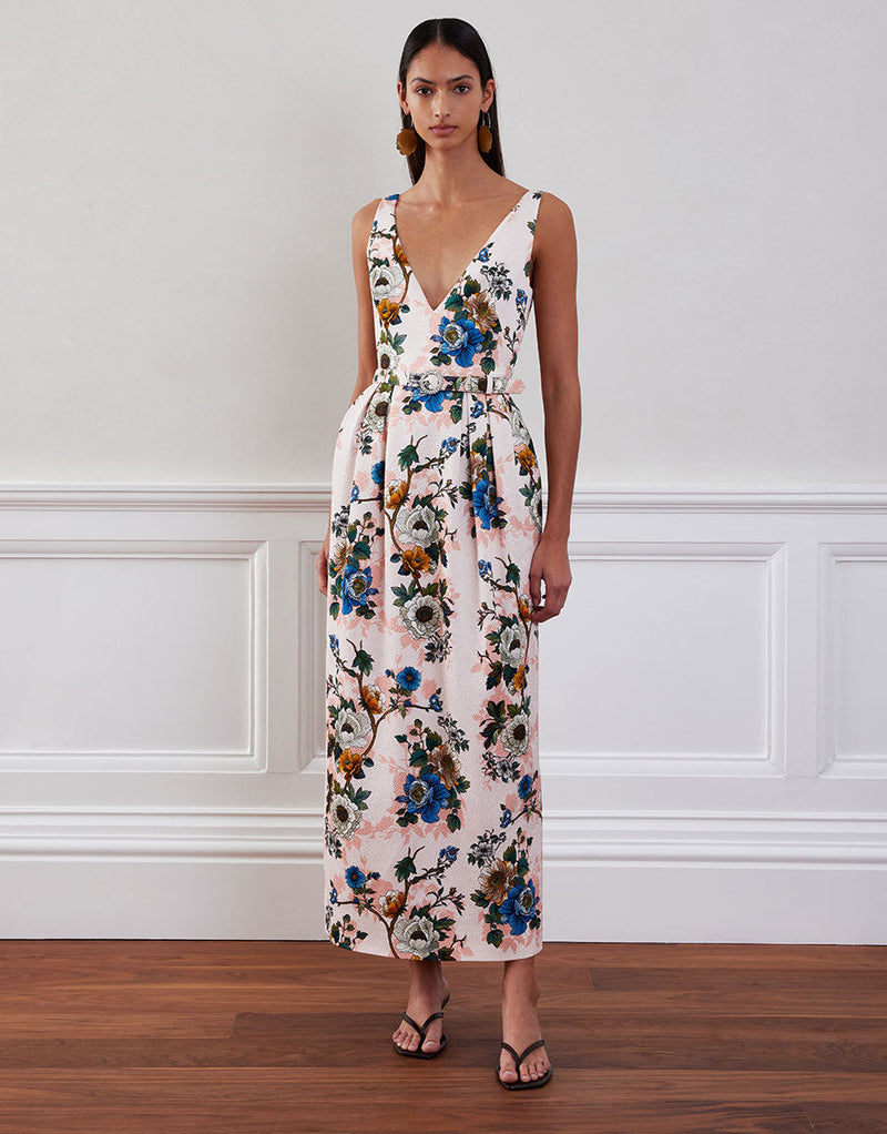 Jules Jacquard Midi Dress - Magic Blossom Pink media 1