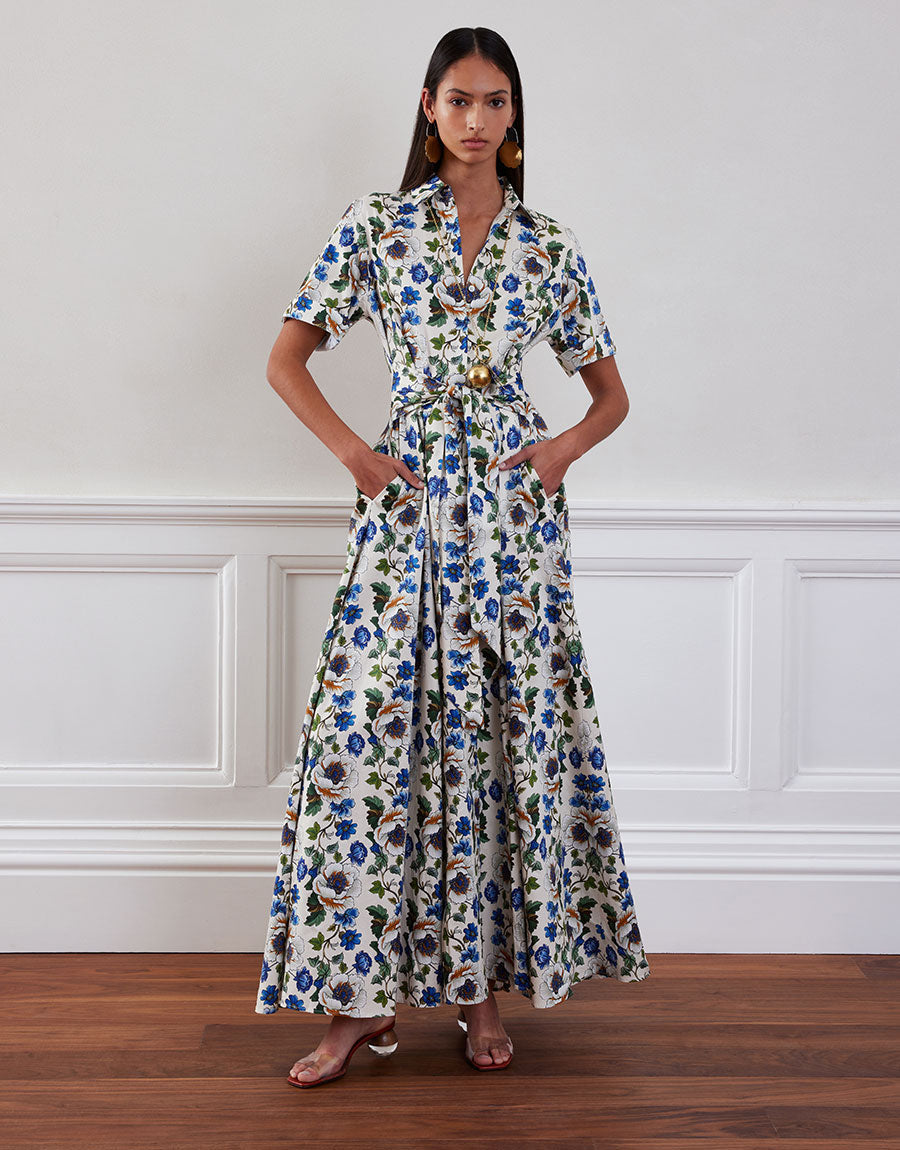 Posie Cotton Maxi Dress - Off White Vine Flower media 2