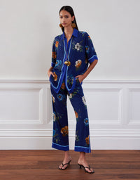 Jamie Crepe Trouser - Magical Blossom Navy media 1